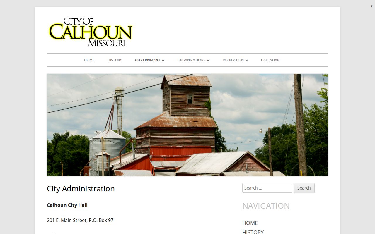 Calhoun Missouri administration page for warrant routing